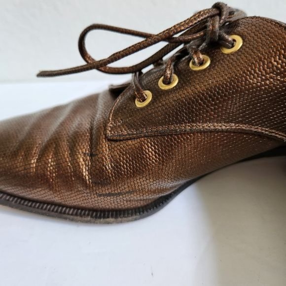 ESCADA Bronze Leather Lace up shoes size 6.5 - Picture 9 of 14